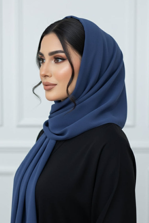 Navy Blue Georgette Hijab