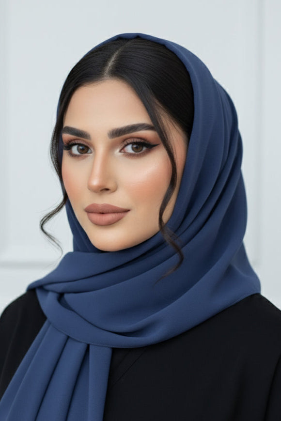 Navy Blue Georgette Hijab