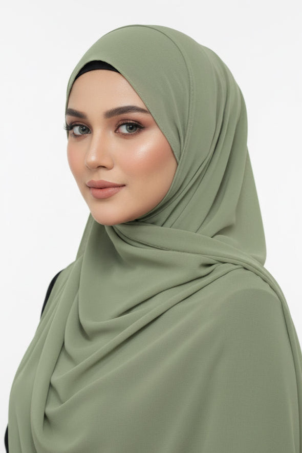 Olive Green Georgette Hijab