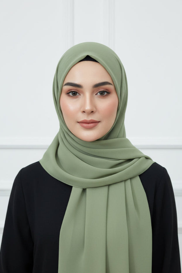 Olive Green Georgette Hijab