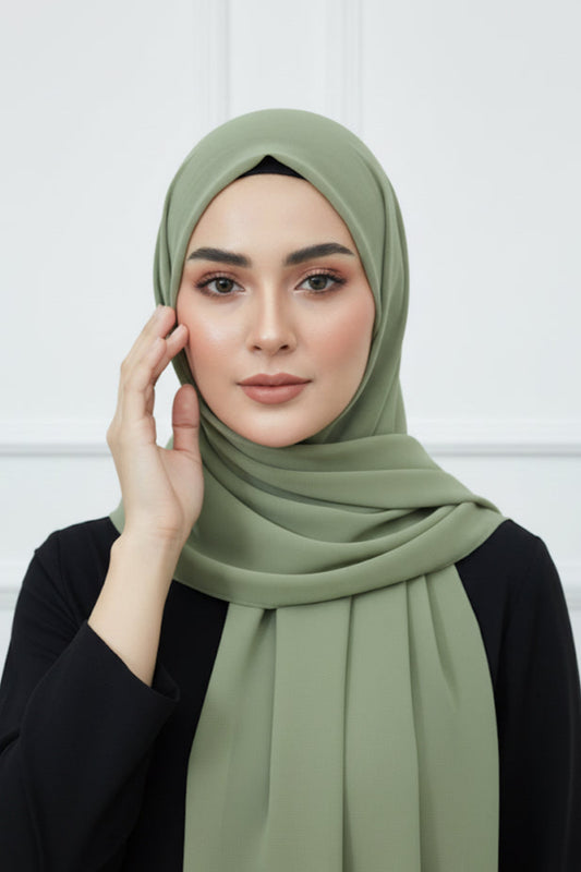 Olive Green Georgette Hijab