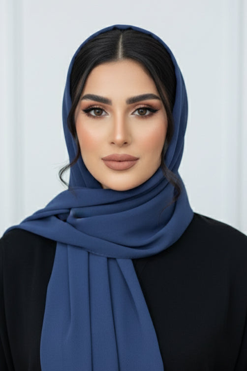 Navy Blue Georgette Hijab